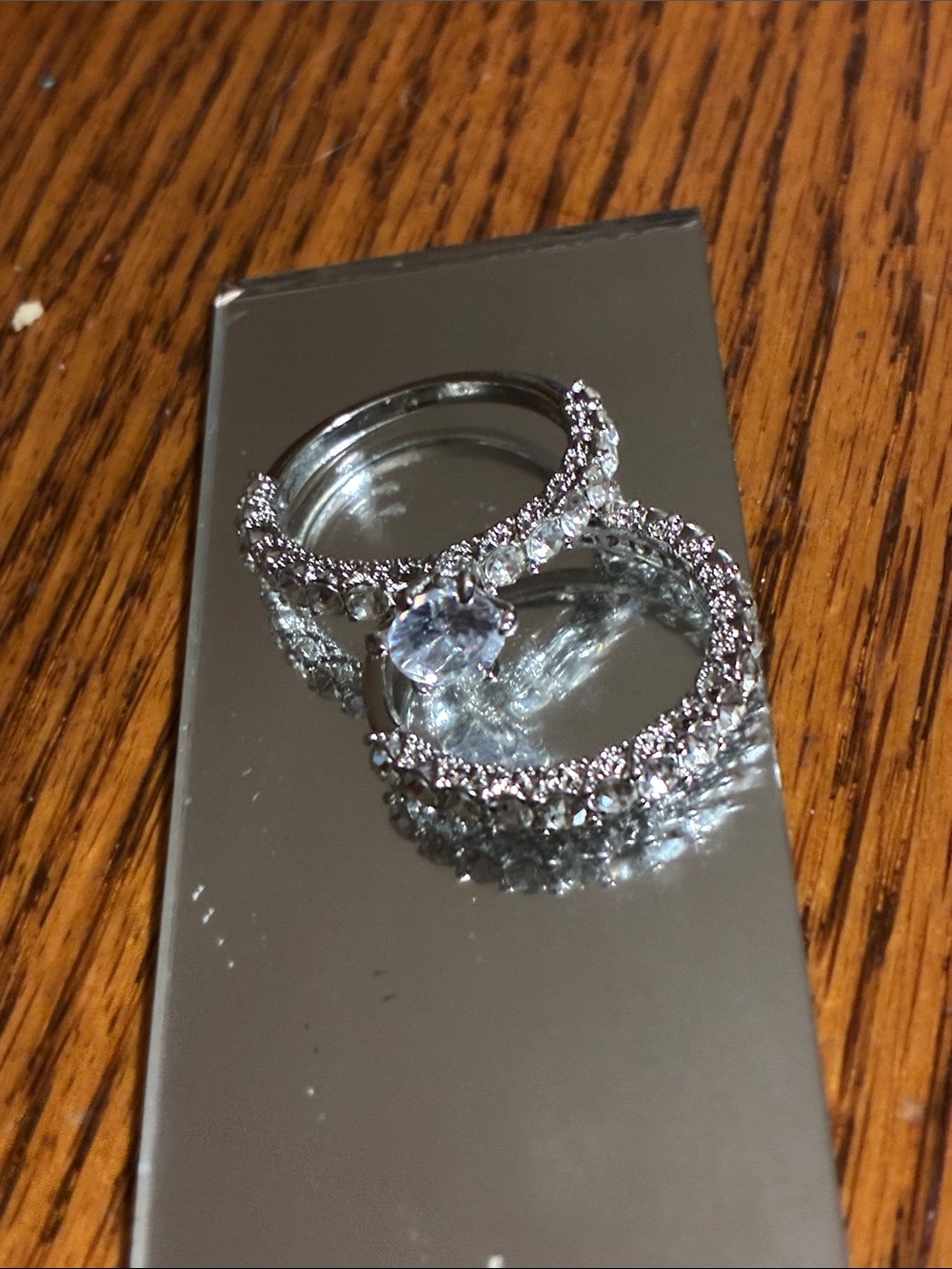 Silver-Tone Cubic Zirconia Halo Engagement Ring Set - Silver